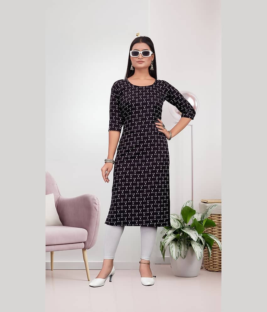 Gilhari Pack of 1 Crepe Printed Straight Women's Kurti - ( Black ) - Kurtis, Tunics | Buy online on ZillyBuy