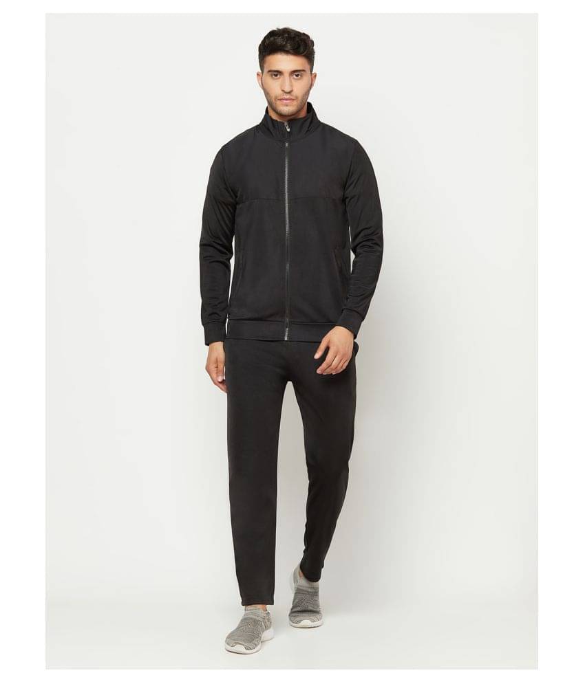     			Glito - Black Polyester Regular Fit Solid Men's Sports Tracksuit ( Pack of 1 )
