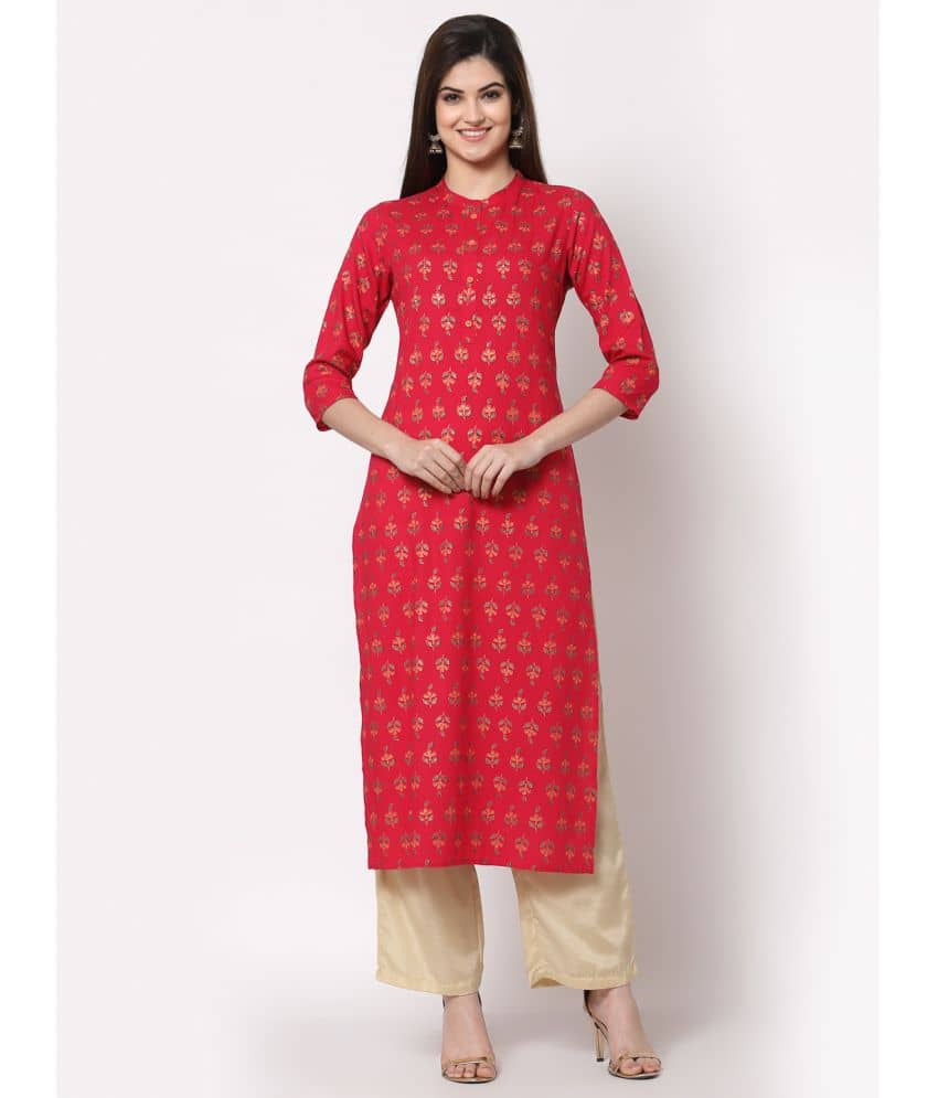 HISHAM - Pink Rayon Women's Straight Kurti ( Pack of 1 ) - Kurtis, Tunics | Buy online on ZillyBuy