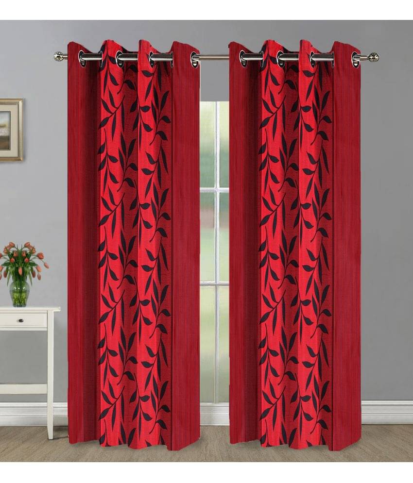 Home Candy Set of 2 Long Door Semi-Transparent Eyelet Polyester Red Curtains ( 274 x 120 cm ) Home Candy Set of 2 Long Door Semi-Transparent Eyelet Polyester Red Curtains ( 274 x 120 cm )