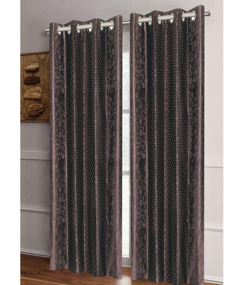 Home Candy Set of 2 Door Semi-Transparent Eyelet Polyester Brown Curtains ( 213 x 120 cm ) Home Candy Set of 2 Door Semi-Transparent Eyelet Polyester Brown Curtains ( 213 x 120 cm )