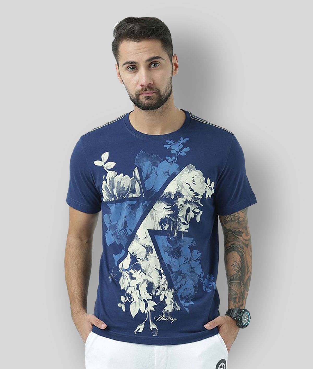 Huetrap Pack of 1 Cotton Regular Fit Men's T-Shirt ( Navy Blue ) Huetrap Pack of 1 Cotton Regular Fit Men's T-Shirt ( Navy Blue )