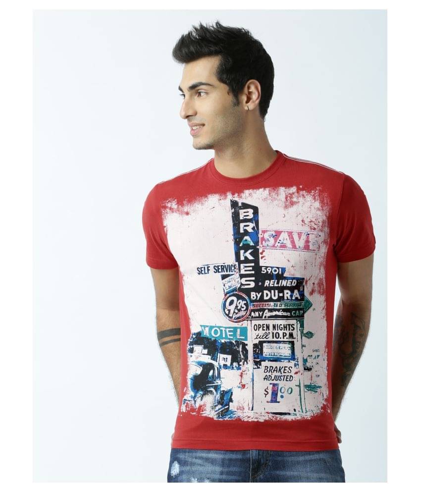 Huetrap Pack of 1 Cotton Regular Fit Men's T-Shirt ( Red ) Huetrap Pack of 1 Cotton Regular Fit Men's T-Shirt ( Red )