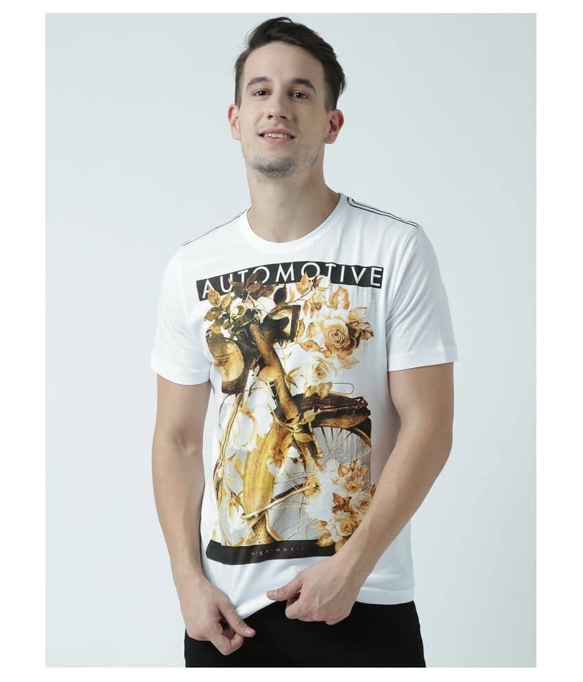 Huetrap Pack of 1 Cotton Regular Fit Men's T-Shirt ( White )