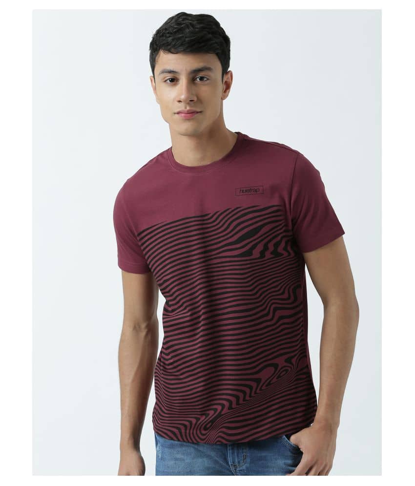 Huetrap Pack of 1 Cotton Regular Fit Men's T-Shirt ( Wine )