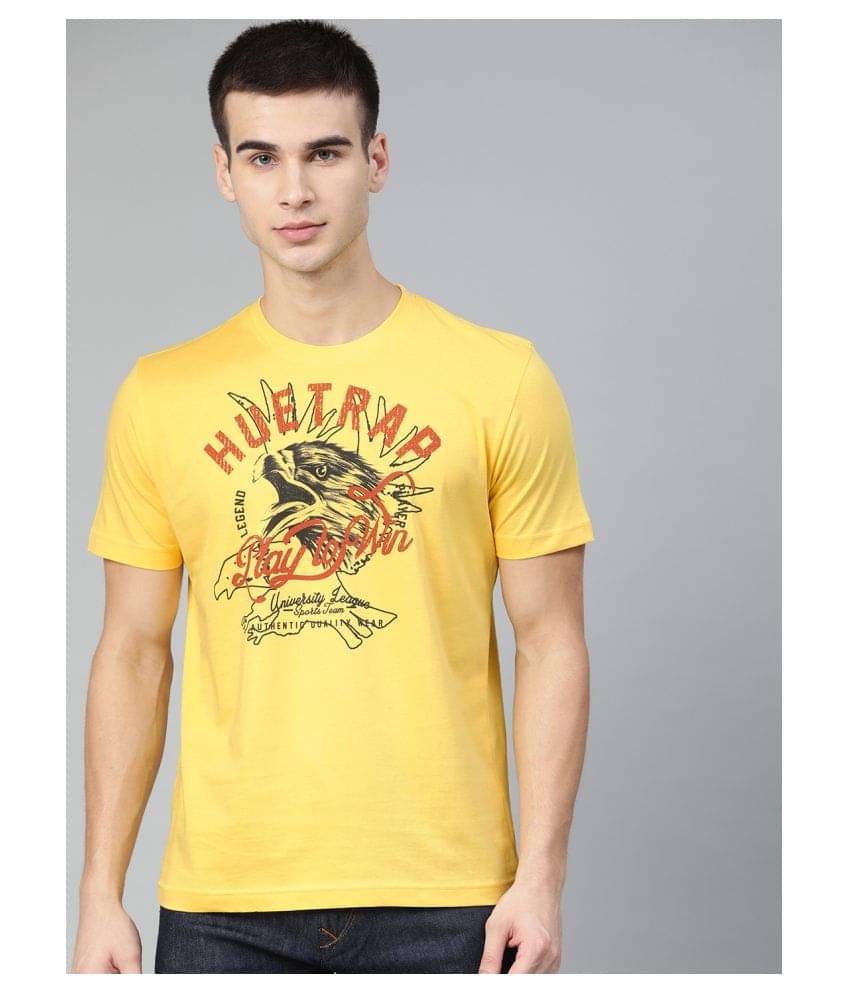     			Huetrap Pack of 1 Cotton Regular Fit Men's T-Shirt ( Yellow )