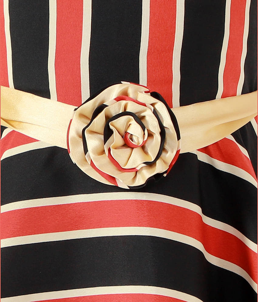 Kids Cave Crepe A-line Dress For Girls ( Pack of 1 , Orange )