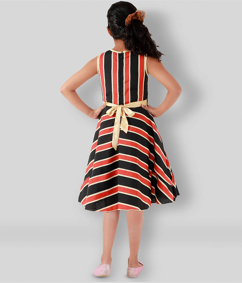 Kids Cave Crepe A-line Dress For Girls ( Pack of 1 , Orange )