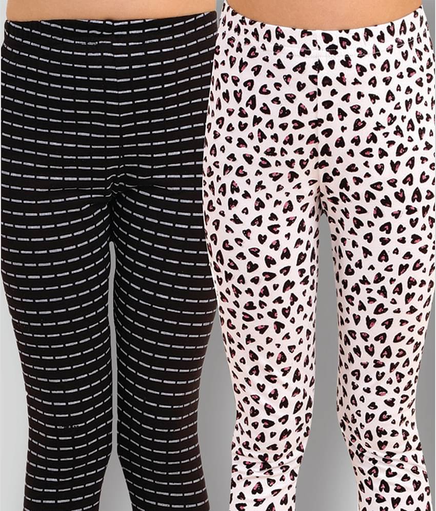 Kids Cave Pack of 2 Girls Cotton Blend Leggings ( Black )