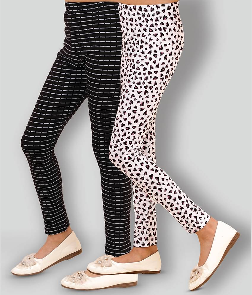 Kids Cave Pack of 2 Girls Cotton Blend Leggings ( Black )