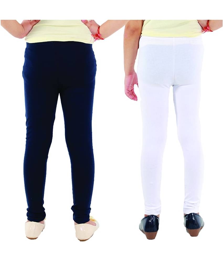 Kids Cave Pack of 2 Girls Cotton Blend Leggings ( Blue )