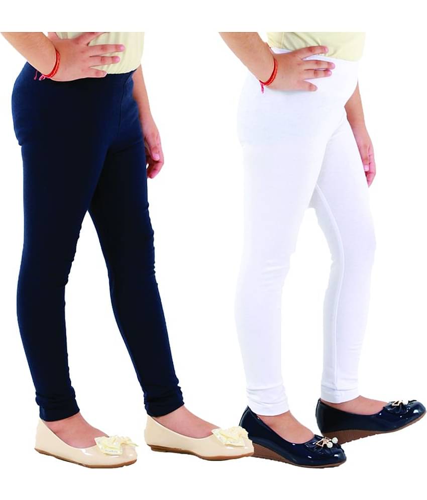 Kids Cave Pack of 2 Girls Cotton Blend Leggings ( Blue )
