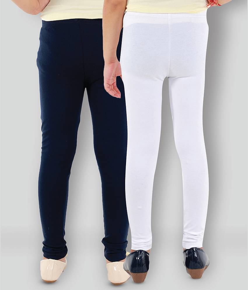 Kids Cave Pack of 2 Girls Cotton Blend Leggings ( Blue )