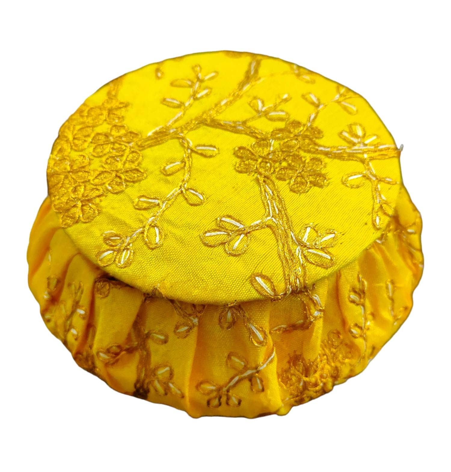 Koogly Embroidery Matki Shape Small Size Jewelry/BangleBox /Makeup/Earing Storage Fancy Marriage Gift and multipurpose Vanity Box  (Yellow) - Jewellery Sets | Buy online on ZillyBuy