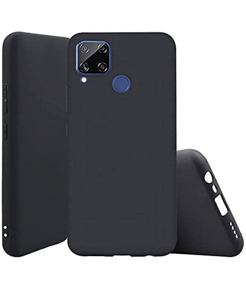 Kosher Traders - Black Silicon Plain Back Cover Compatible For Realme C25 ( Pack of 1 ) Kosher Traders - Black Silicon Plain Back Cover Compatible For Realme C25 ( Pack of 1 )