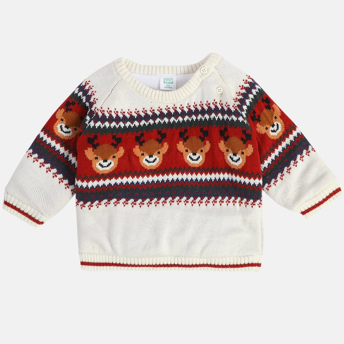     			MINI KLUB Pack of 1 Baby Boys Acrylic Pullover ( White )