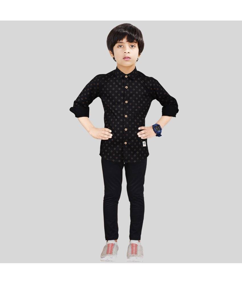     			Made In The Shade Pack of 1 Boys Cotton Shirt & Pants Set ( Black )