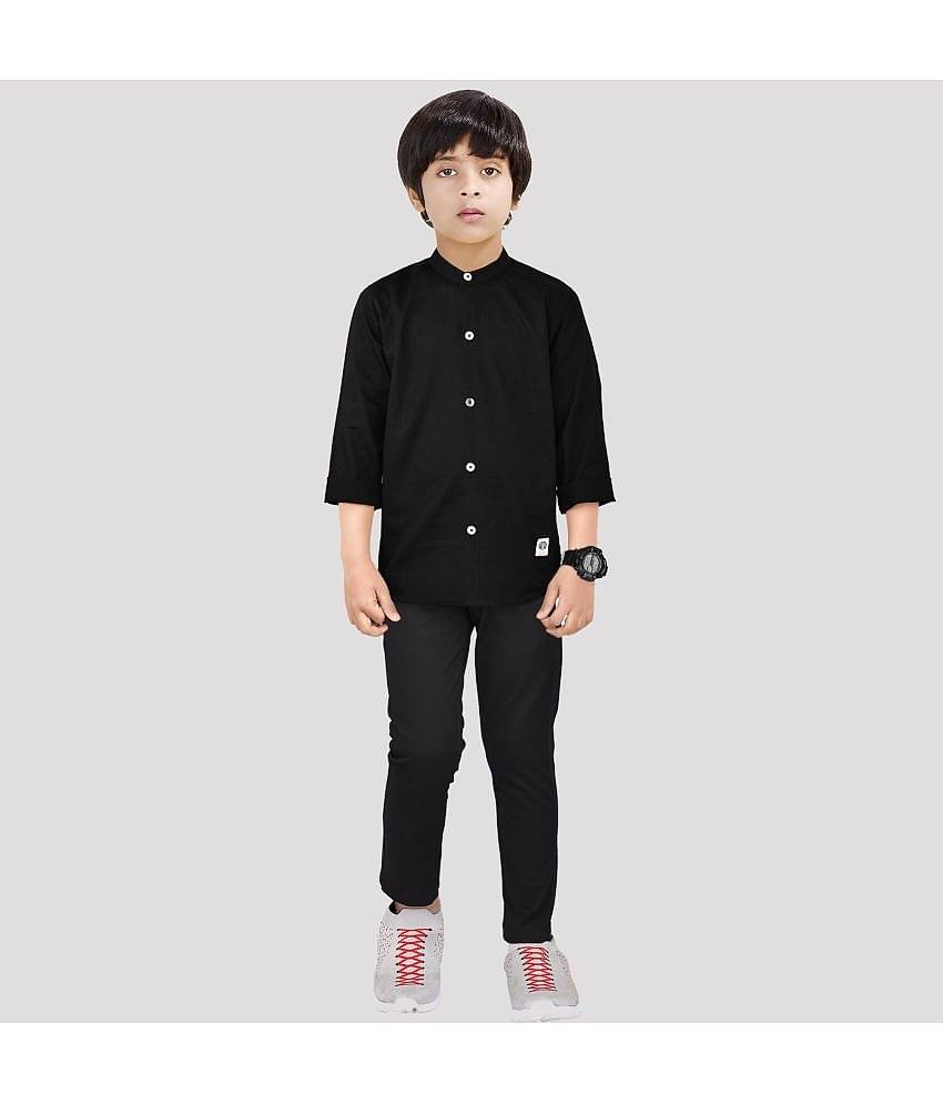 Made In The Shade Pack of 1 Boys 100% Cotton Full Sleeves Shirt ( Black )