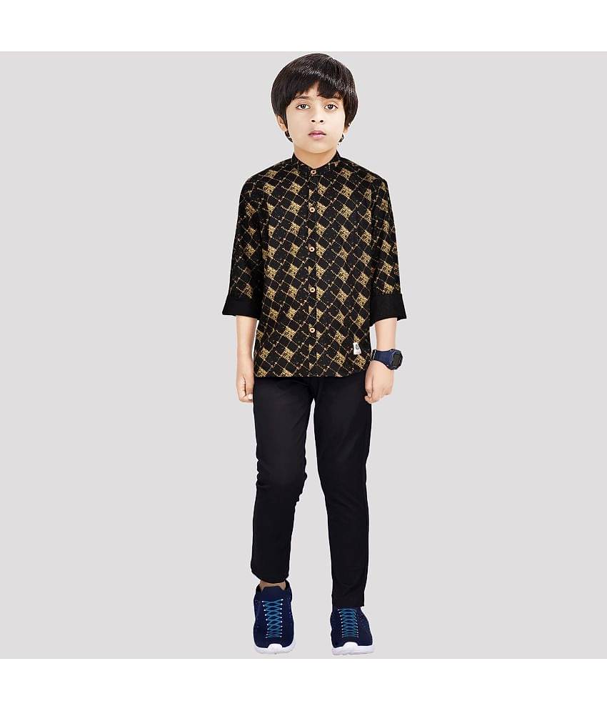 Made In The Shade Pack of 1 Boys 100% Cotton Full Sleeves Shirt ( Black )