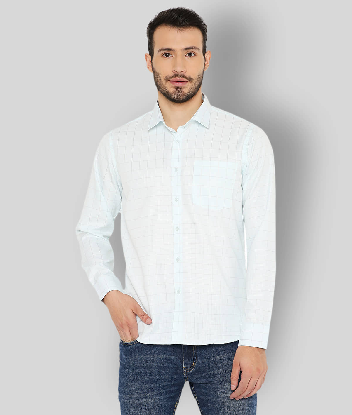 Maharaja - Blue Cotton Blend Slim Fit Men's Formal Shirt ( Pack of 1 )