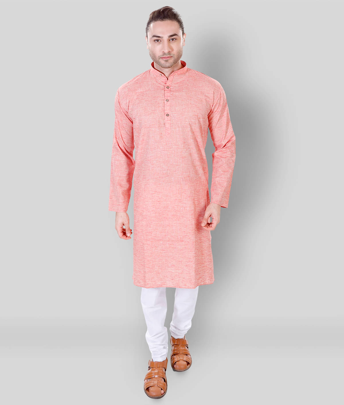     			Maharaja - Red Cotton Regular Fit Men's Kurta Pyjama Set ( Pack of 1 )