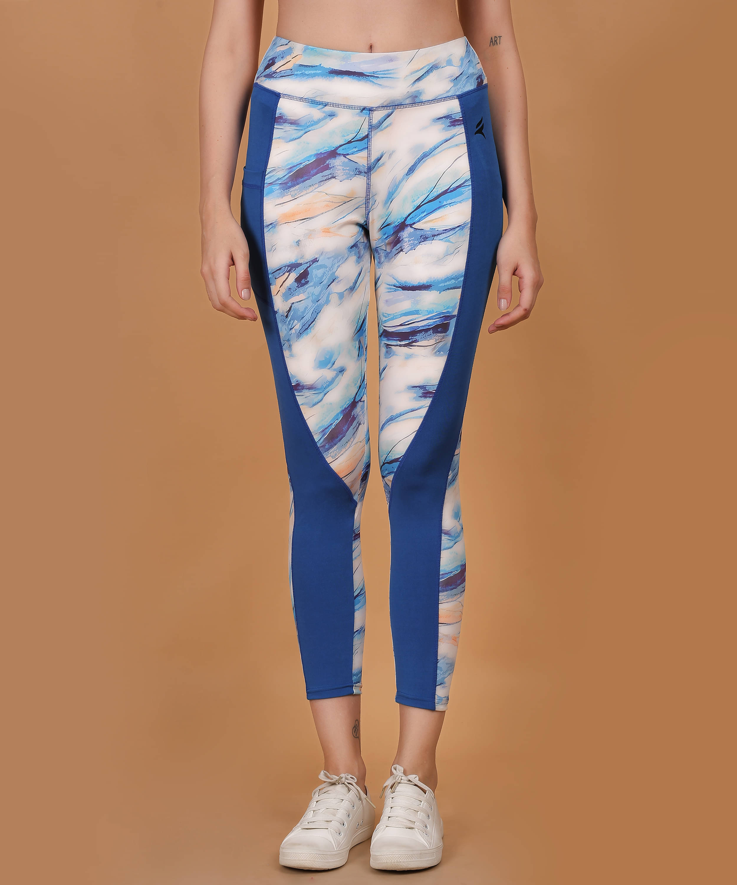     			N-Gal Blue Polyester Lycra Printed Tights - Single