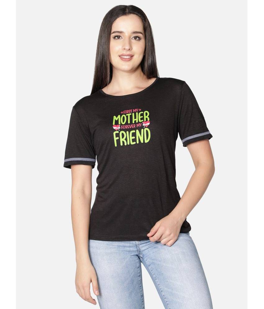     			NUEVOSDAMAS Black Cotton Blend Tees - Single