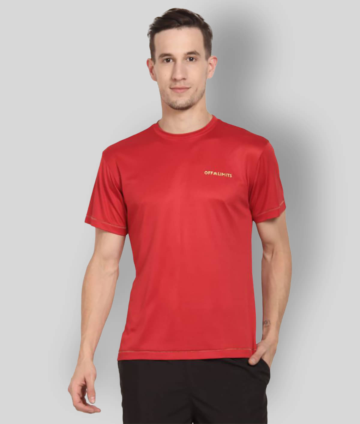 OFF LIMITS Pack of 1 Polyester Regular Fit Men's T-Shirt ( Red ) OFF LIMITS Pack of 1 Polyester Regular Fit Men's T-Shirt ( Red )