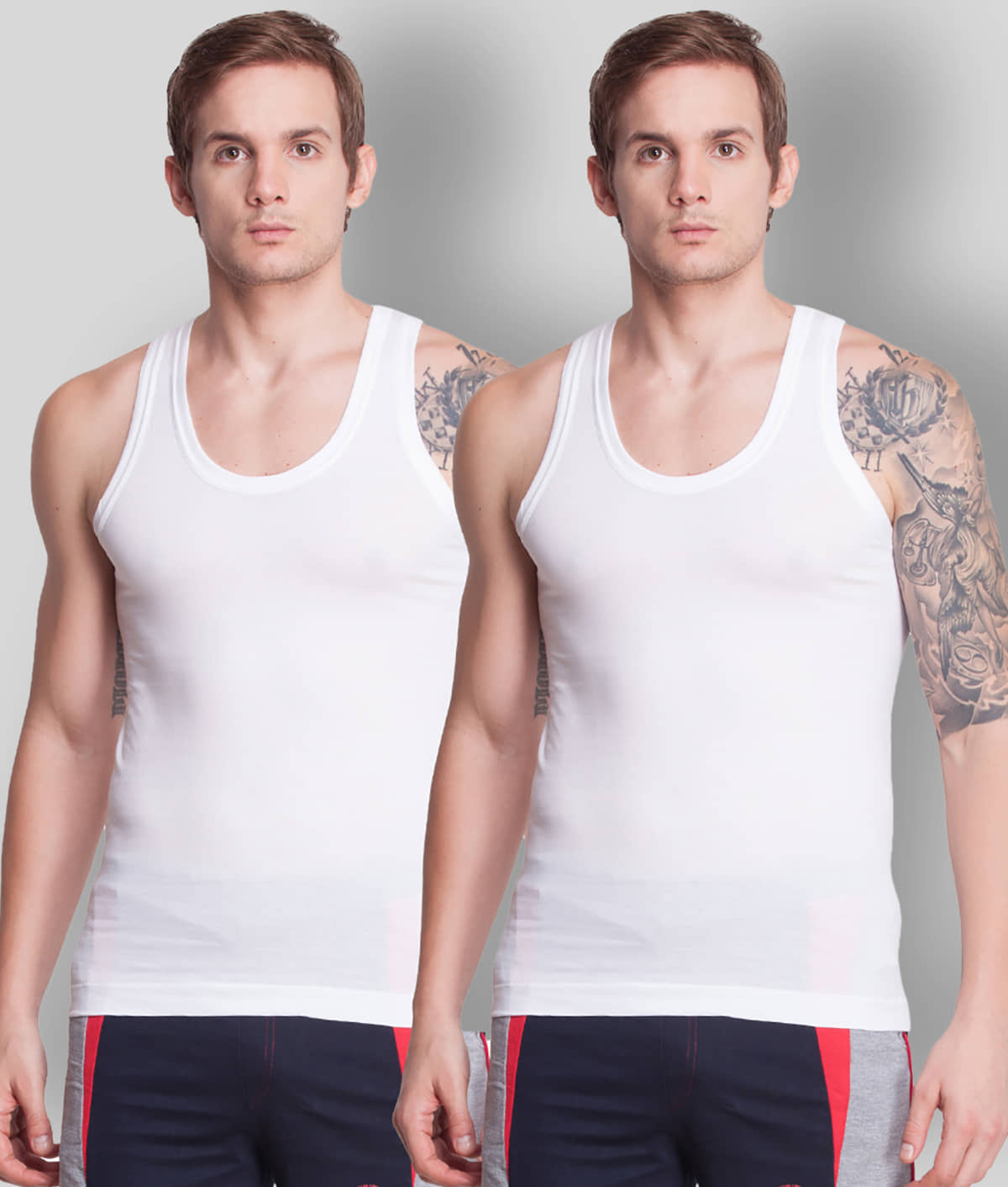 Dollar Bigboss Men's White Pack of 2 Solid Egyptian Cotton Vest - Nightwear & Loungewear | Buy online on ZillyBuy
