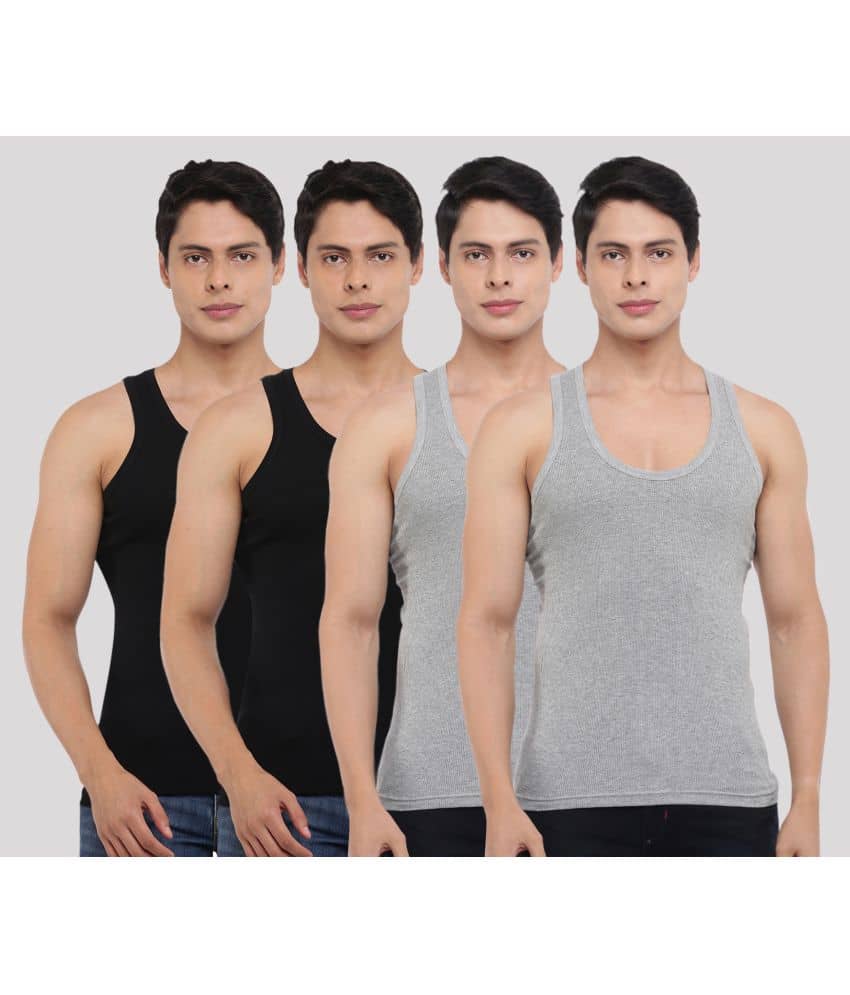 Dollar Bigboss Men's Pack of 4 Solid Combed Cotton Vest - Nightwear & Loungewear | Buy online on ZillyBuy