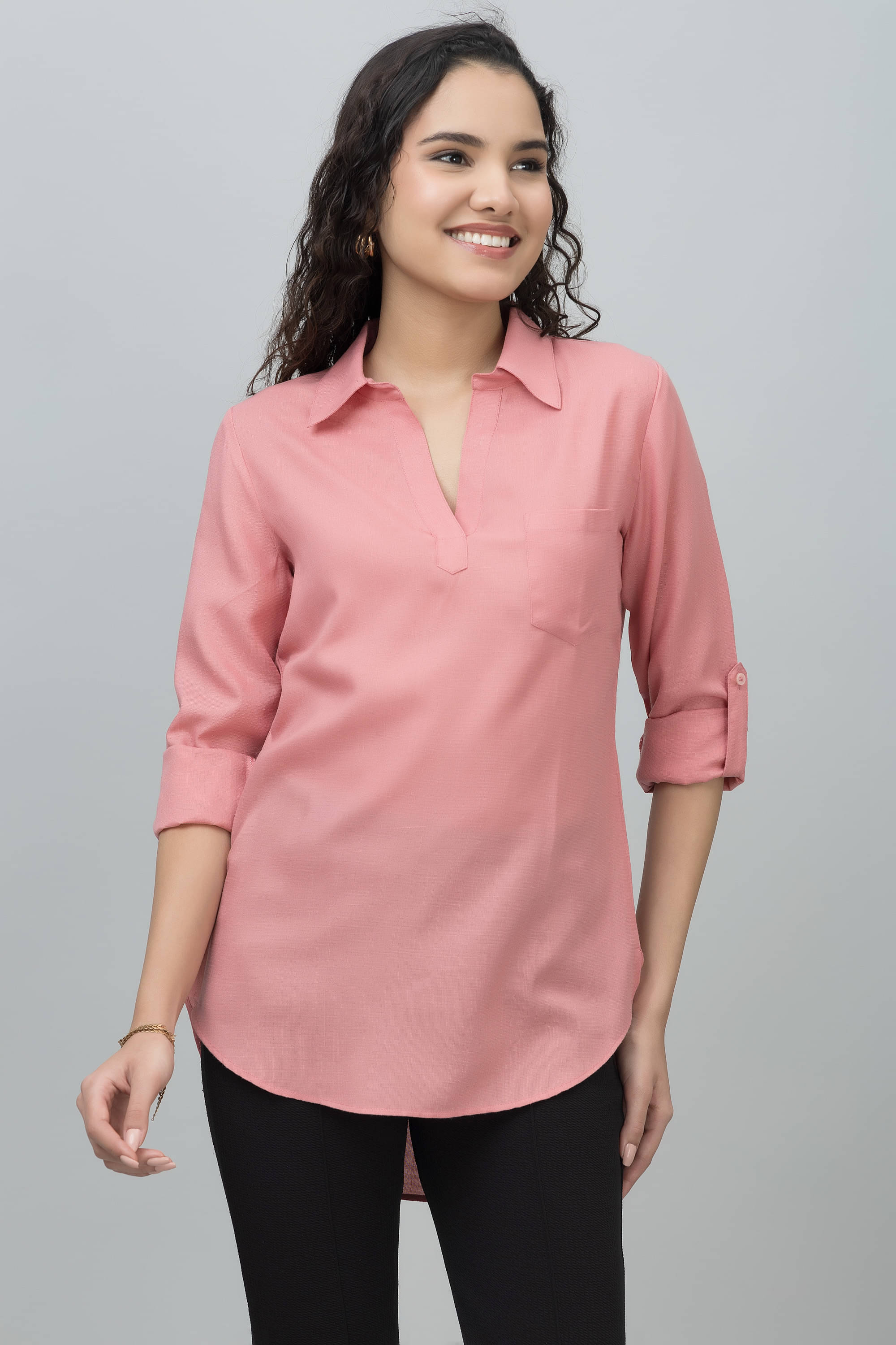     			Purys Women's Linen Tunic ( Pink )