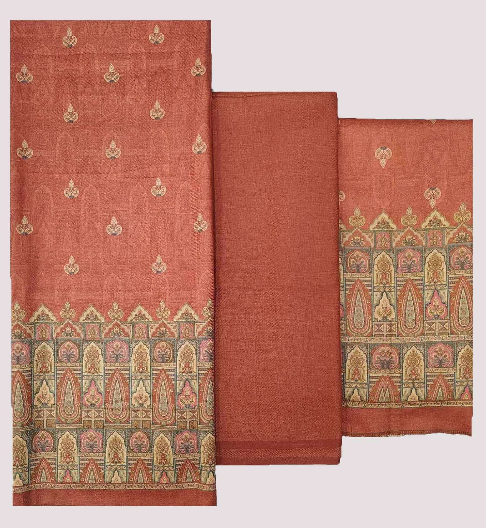     			Soul Essence Unstitched Woollen Printed Dress Material - Rust ( Pack of 1 )