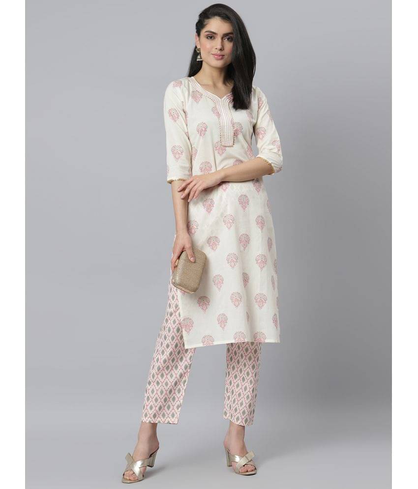 Stylum - Off White Straight Cotton Women's Stitched Salwar Suit ( Pack of 1 ) Stylum - Off White Straight Cotton Women's Stitched Salwar Suit ( Pack of 1 )