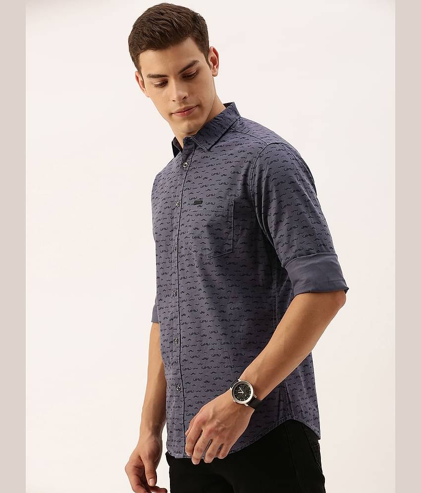 The Indian Garage Co Men Grey & Black Slim Fit Conversational Printed Casual Shirt