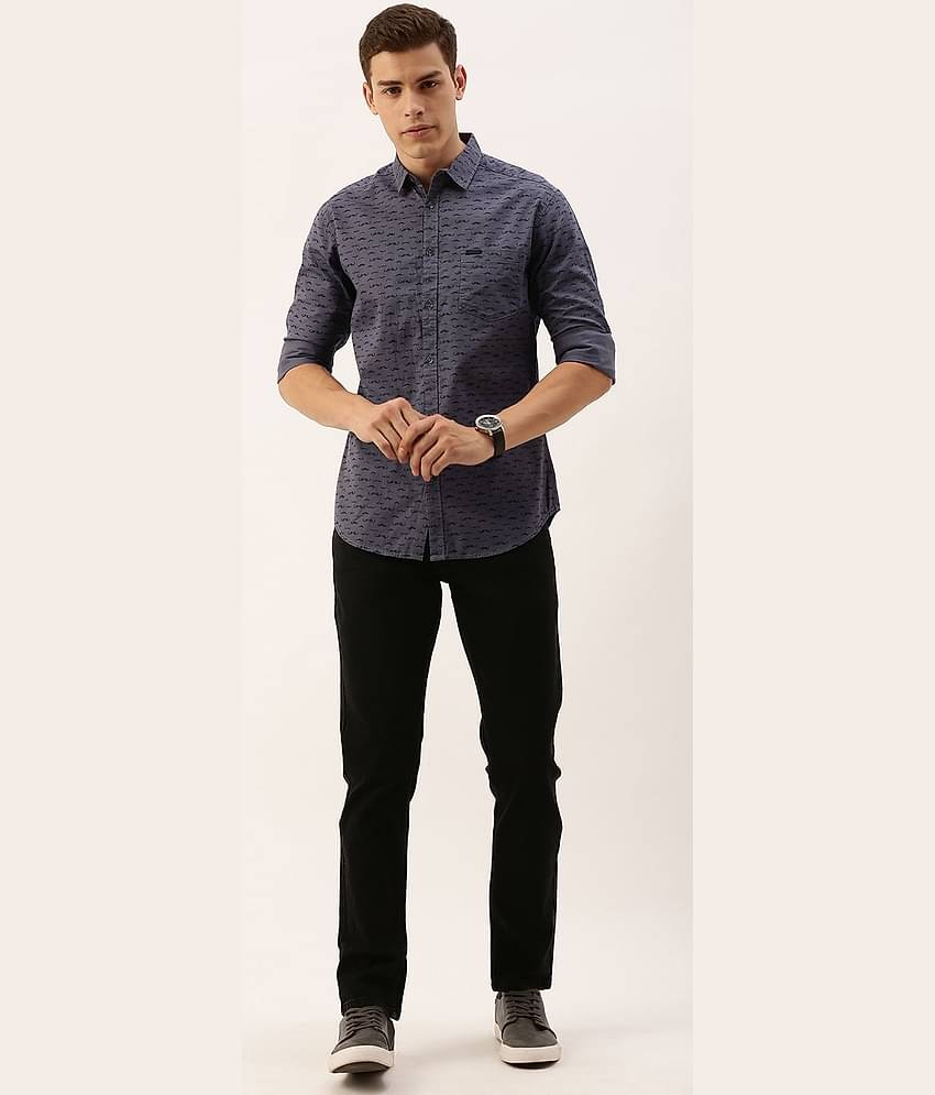 The Indian Garage Co Men Grey & Black Slim Fit Conversational Printed Casual Shirt