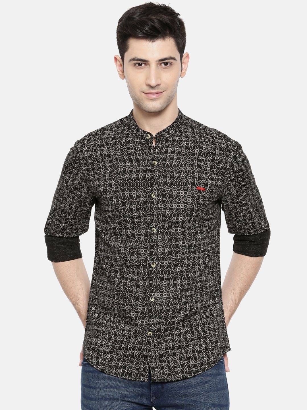 The Indian Garage Co Men Black & Beige Printed Casual Shirt     			The Indian Garage Co Men Black & Beige Printed Casual Shirt