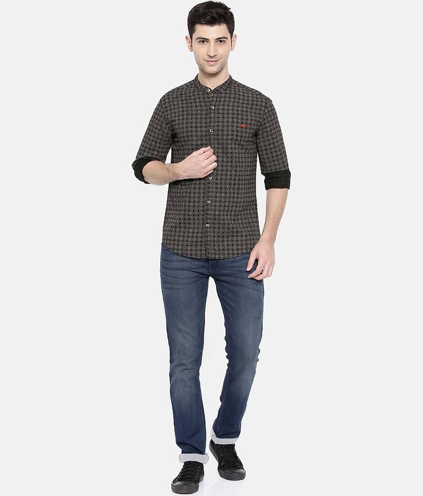 The Indian Garage Co Men Black & Beige Printed Casual Shirt