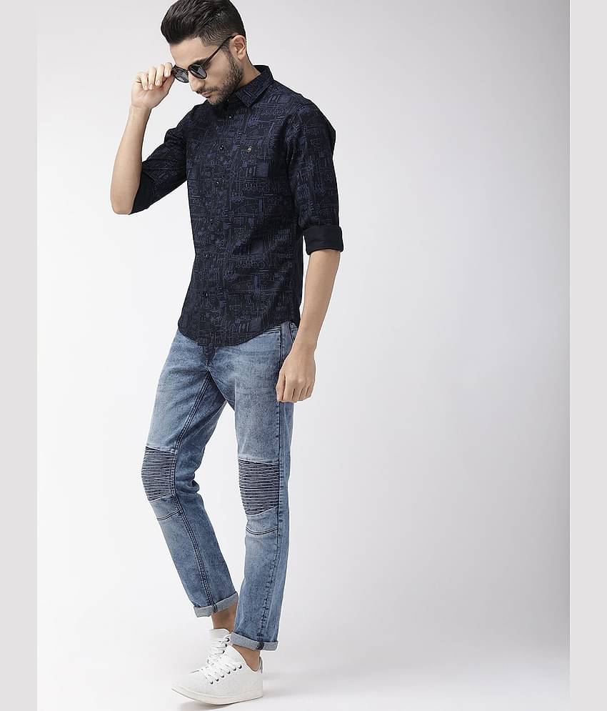The Indian Garage Co Men Black Slim Fit Printed Casual Shirt