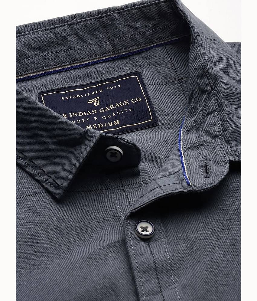 The Indian Garage Co Men Teal Blue & Black Slim Fit Checked Casual Shirt