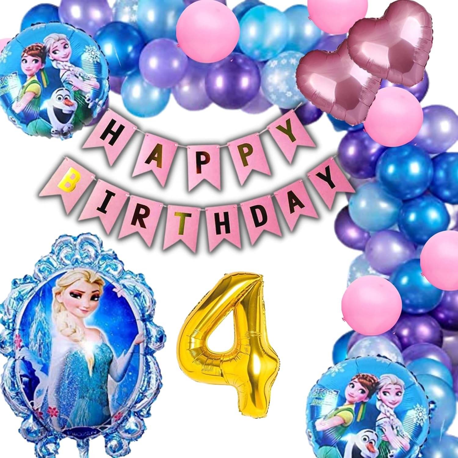     			Urban Classic Frozen  (4th Birthday) Decoration theme pack of 60 pcs for boys and girls.(Red-Blue)
