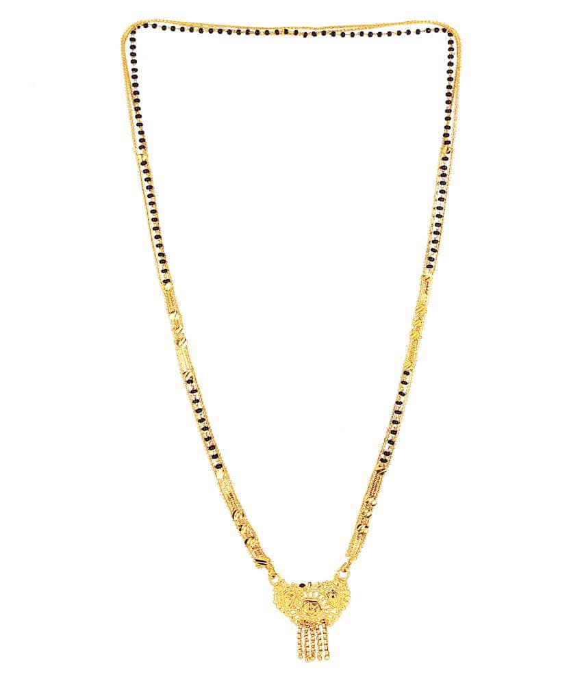 shankhraj mall gold plated black bead long mangalsutra for women - 10046