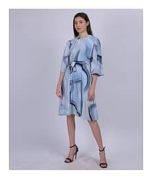 aumbe Polyester Dyed Knee Length Women's A-line Dress - Blue ( Pack of 1 )
