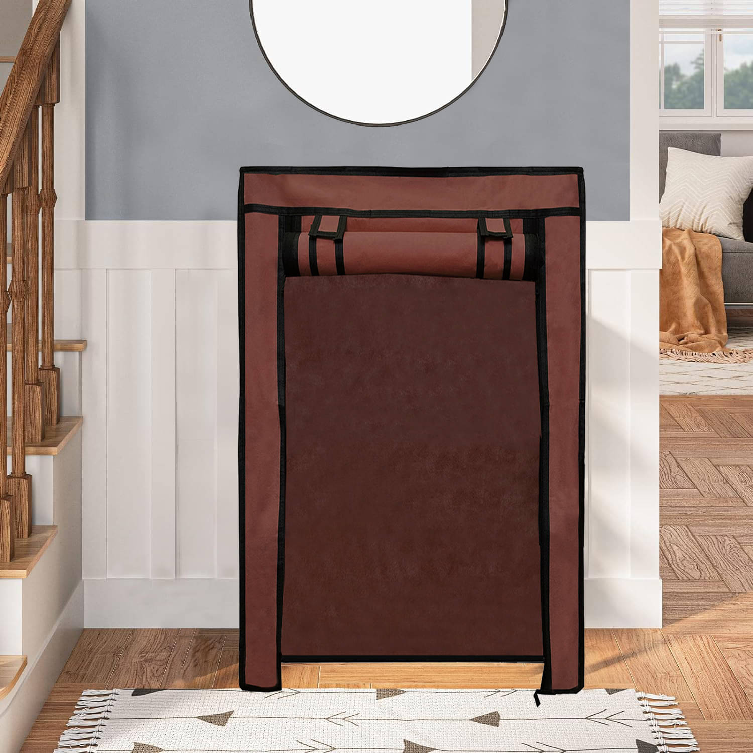     			BHIMADA 9 Layer Shoe Rack Cover Portable Foldable Shoe Stand Non Woven Zipper Fabric Cove (Grey)