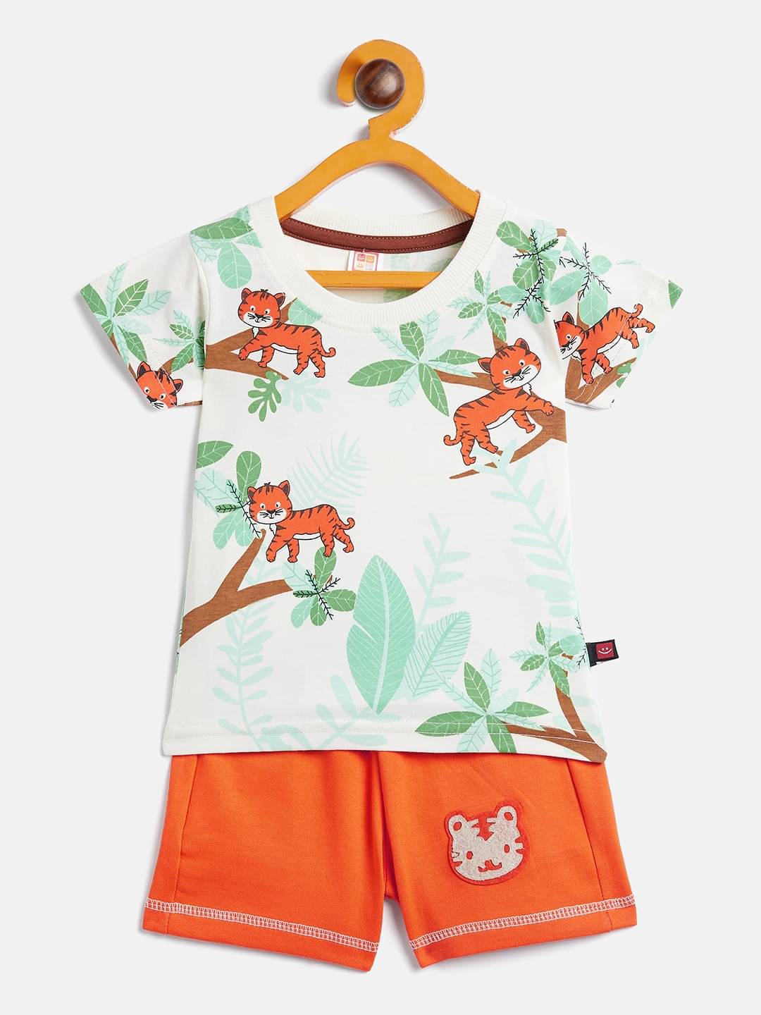     			Camey Pack of 1 Boys Cotton T-Shirt & Shorts Set ( Orange )