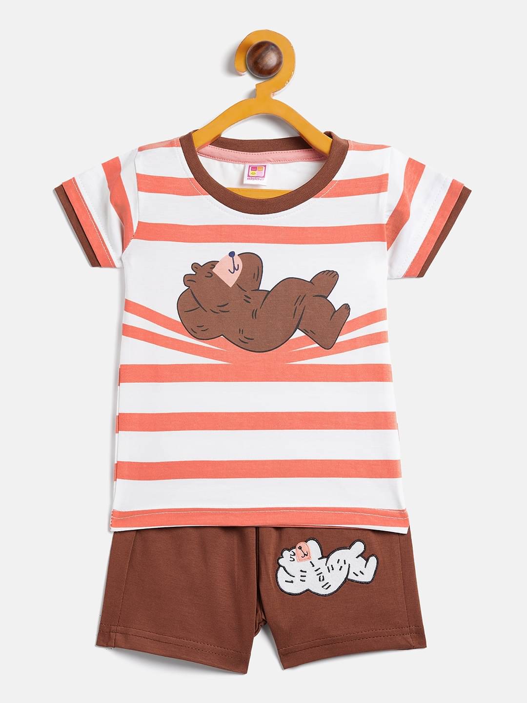     			Camey Pack of 1 Boys Cotton T-Shirt & Shorts Set ( Brown )