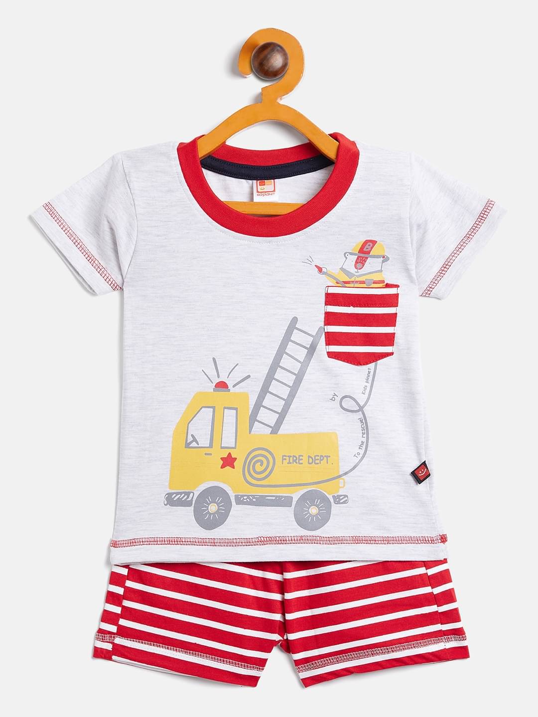     			Camey Pack of 1 Boys Cotton T-Shirt & Shorts Set ( Red )