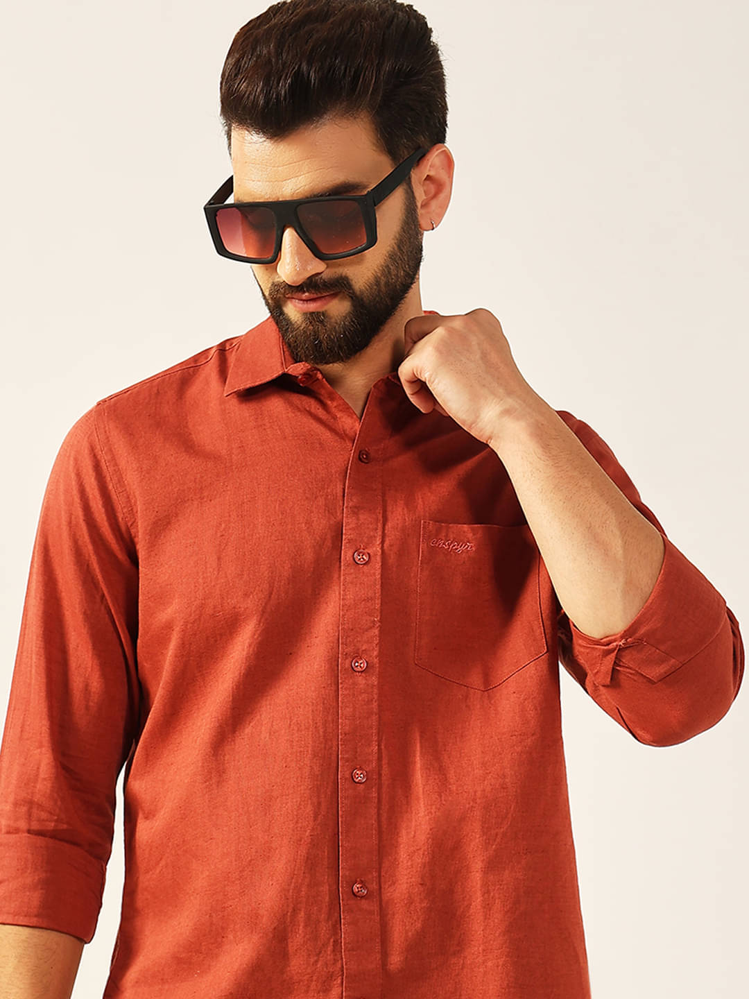 ENSPYR Cotton Blend Regular Fit Solids Full Sleeves Men's Casual Shirt - Rust ( Pack of 1 ) ENSPYR Cotton Blend Regular Fit Solids Full Sleeves Men's Casual Shirt - Rust ( Pack of 1 )