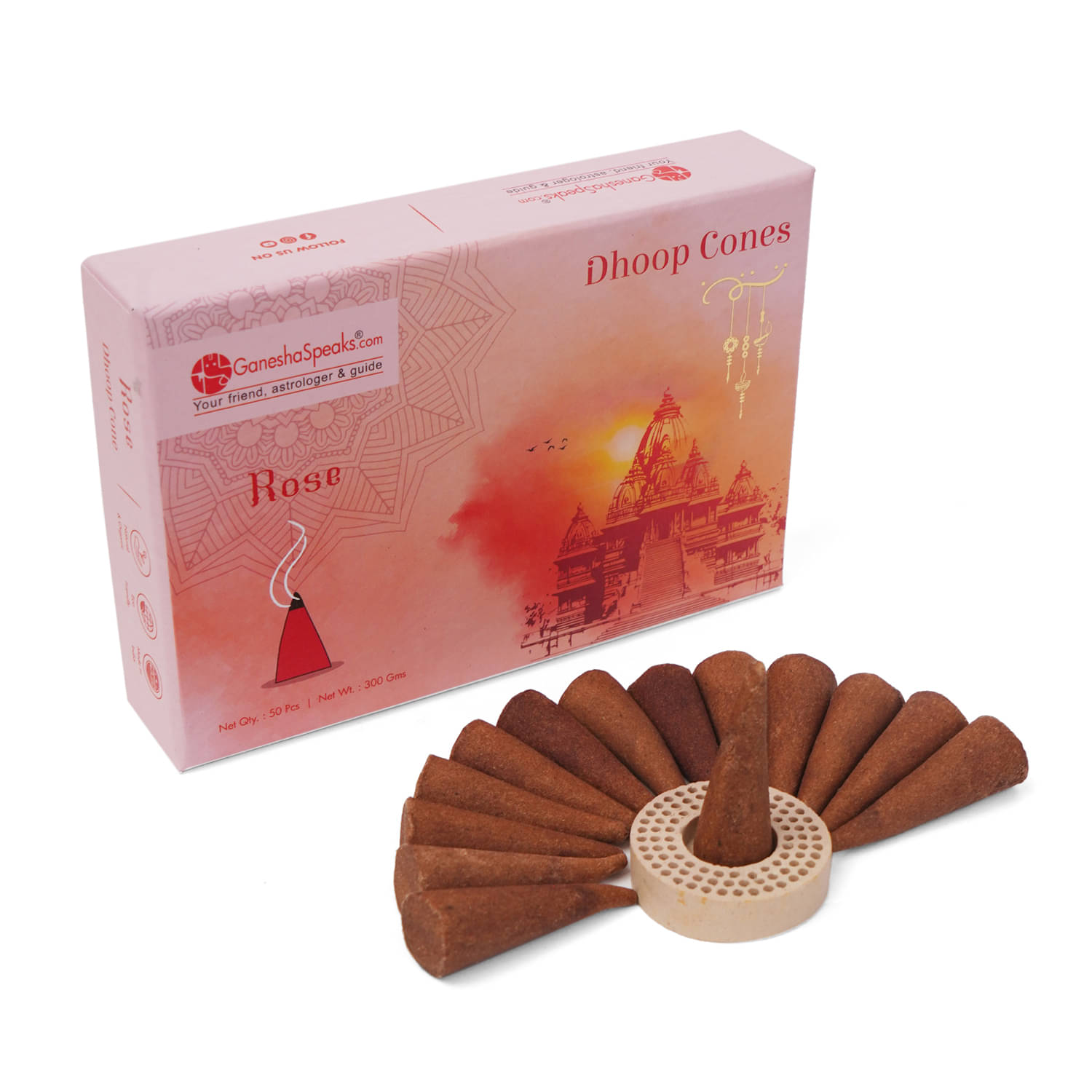 GaneshaSpeaks.com. Incense Dhoop Cone Rose 50 gm ( Pack of 1 ) GaneshaSpeaks.com. Incense Dhoop Cone Rose 50 gm ( Pack of 1 )