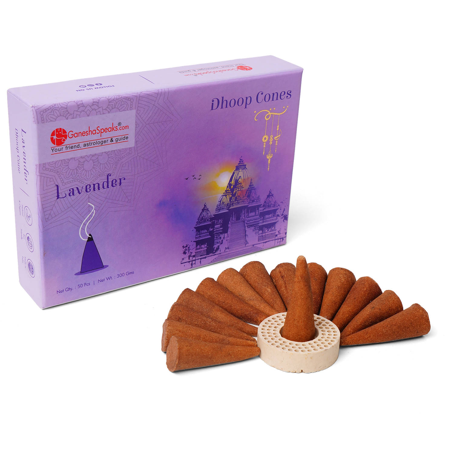     			GaneshaSpeaks.com. Incense Dhoop Cone Lavender 300 gm ( Pack of 1 )