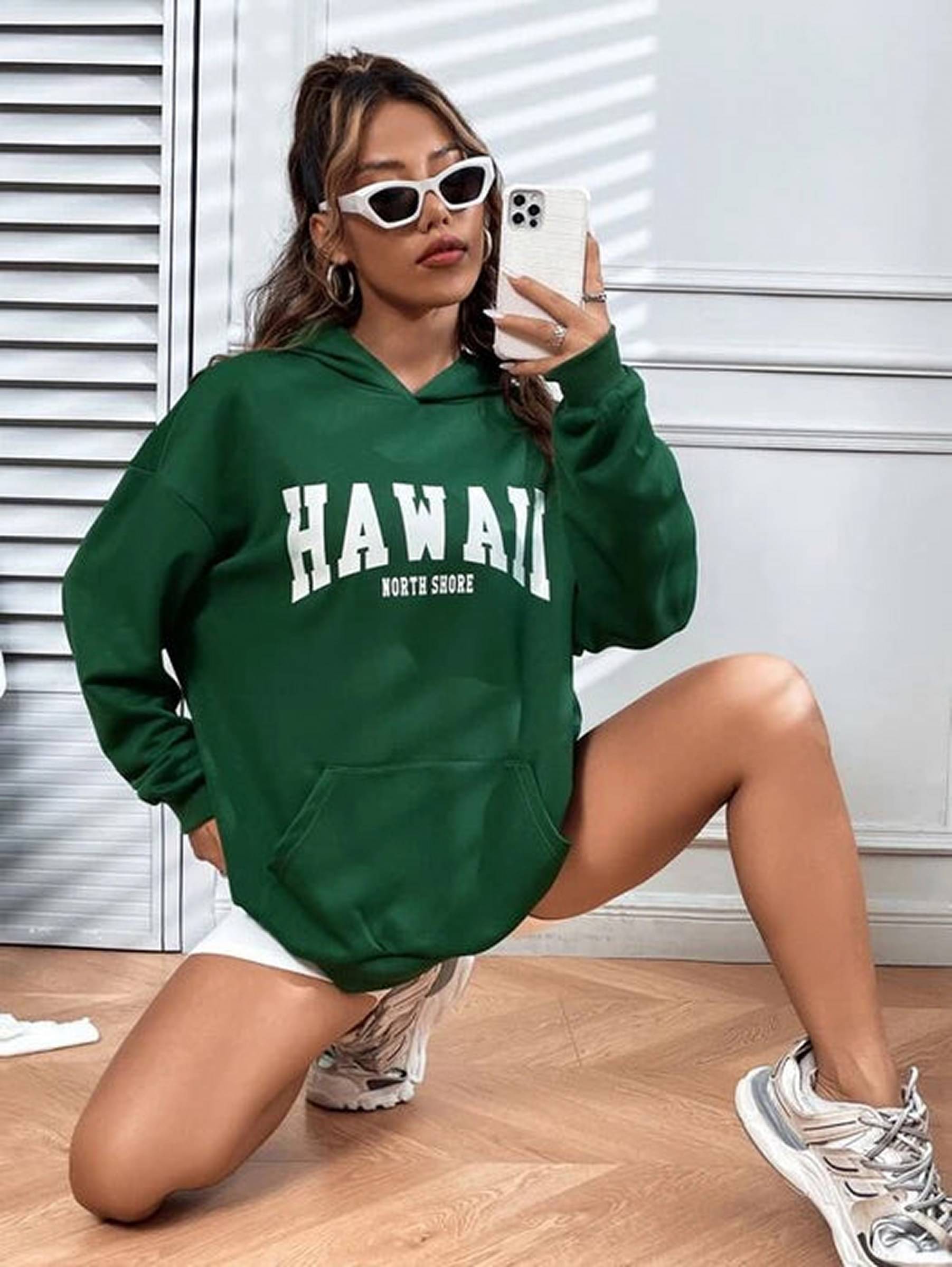 HELL BOUND Cotton - Fleece Women's Hooded Sweatshirt ( Green ) HELL BOUND Cotton - Fleece Women's Hooded Sweatshirt ( Green )